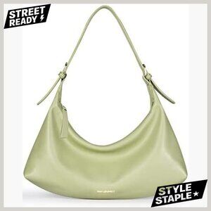 Medium Vegan Leather Hobo Shoulder Bag Adjustable Strap Zipper Pocket